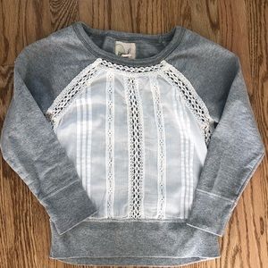 Peek gray sweatshirt with white lace